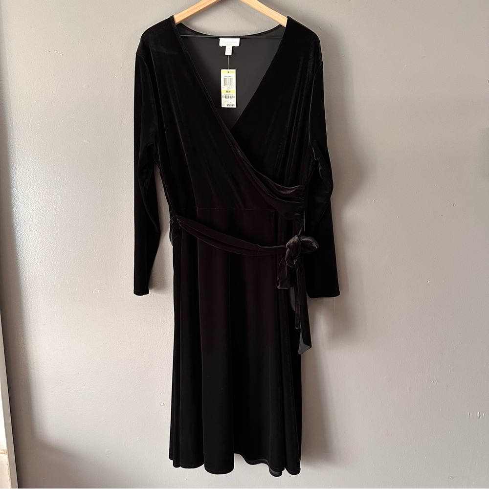 Charter Club Woman | Elegant Black Velvet Wrap Dress